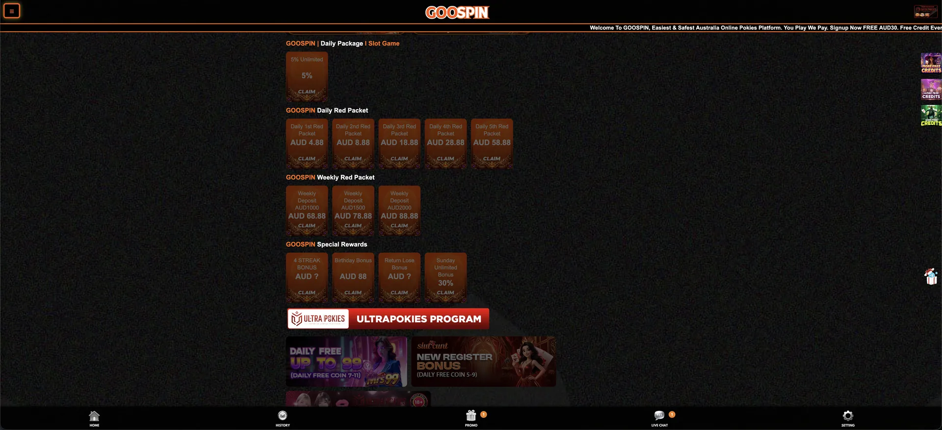 GOOSPIN daily red packets, weekly rewards and special bonuses